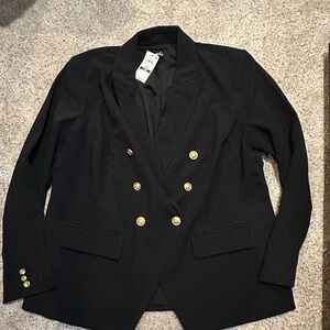 INC International Concepts Black Blazer with Gold Buttons